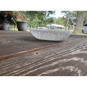 Hazel Atlas Milk Glass Square Prescut Bowl 6 1/2" Candy Nut Relish Dish